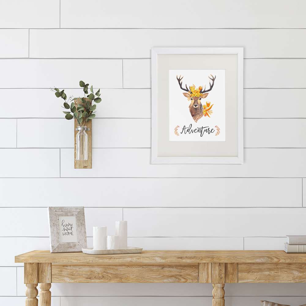 Adventure Floral Deer Art Print - 8x10 - Dream Big Printables