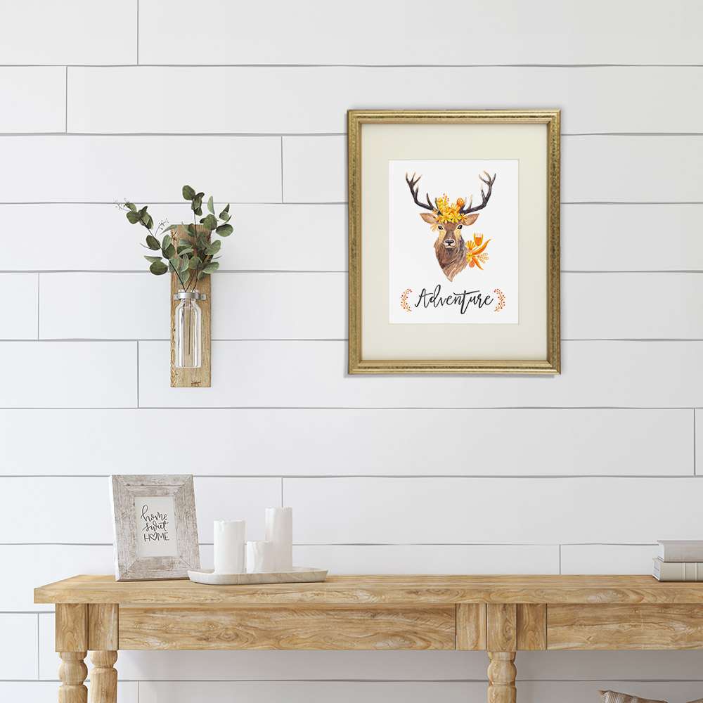 Adventure Floral Deer Art Print - 8x10 - Dream Big Printables