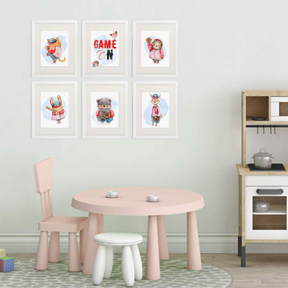 Animal Baseball Players Art Prints (Set of 6) - 8x10s - Dream Big Printables