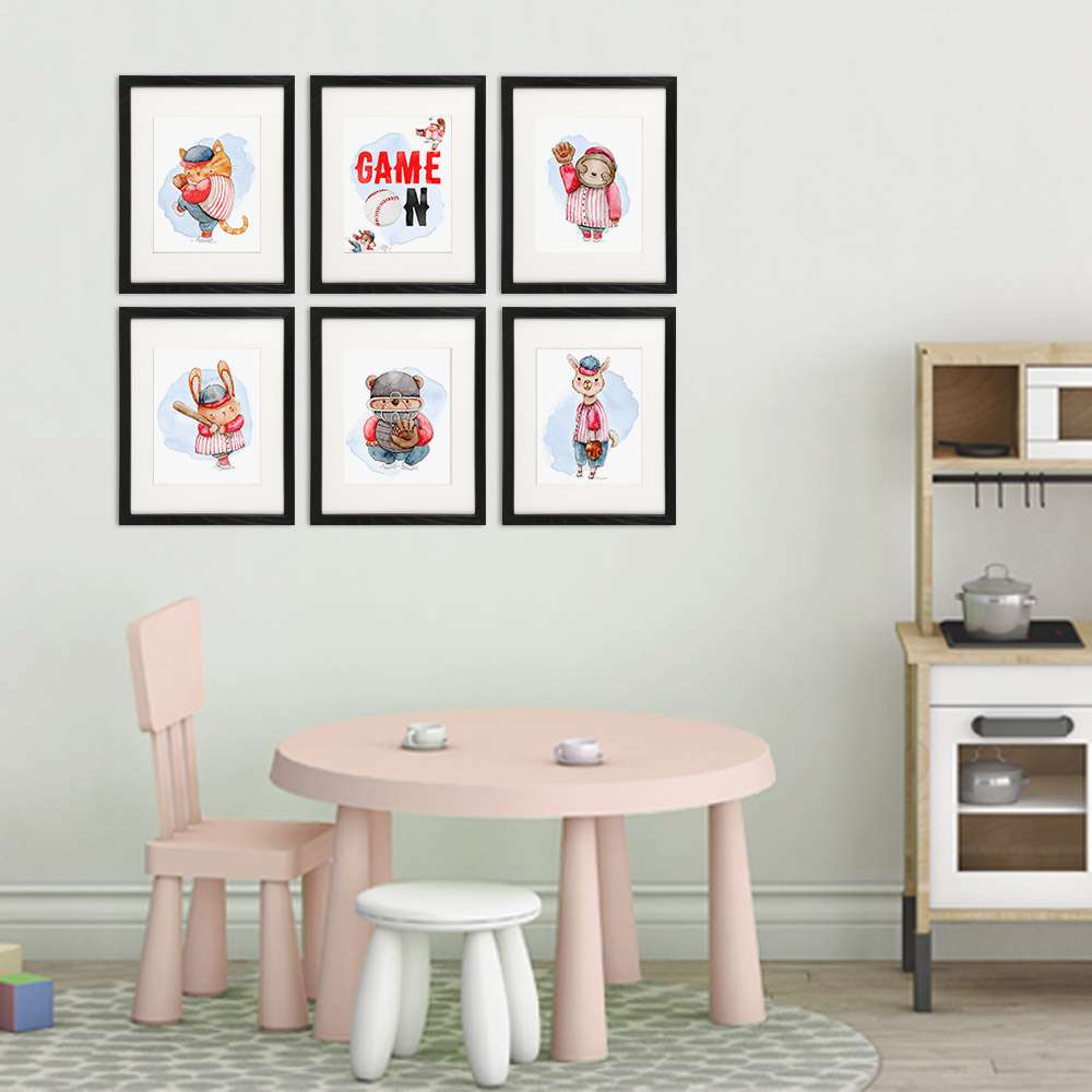 Animal Baseball Players Art Prints (Set of 6) - 8x10s - Dream Big Printables