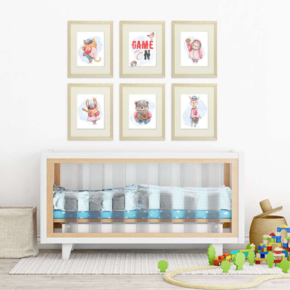 Animal Baseball Players Art Prints (Set of 6) - 8x10s - Dream Big Printables