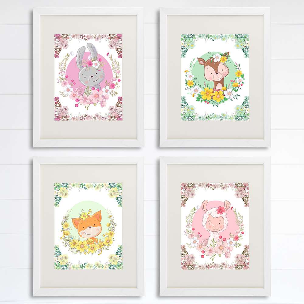 Animals Wreath Art Prints (Set of 4) - 8x10s - Dream Big Printables