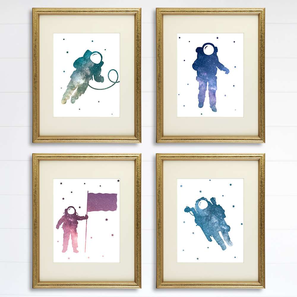 Astronauts Among Stars Art Prints (Set of 4) - 8x10s - Dream Big Printables