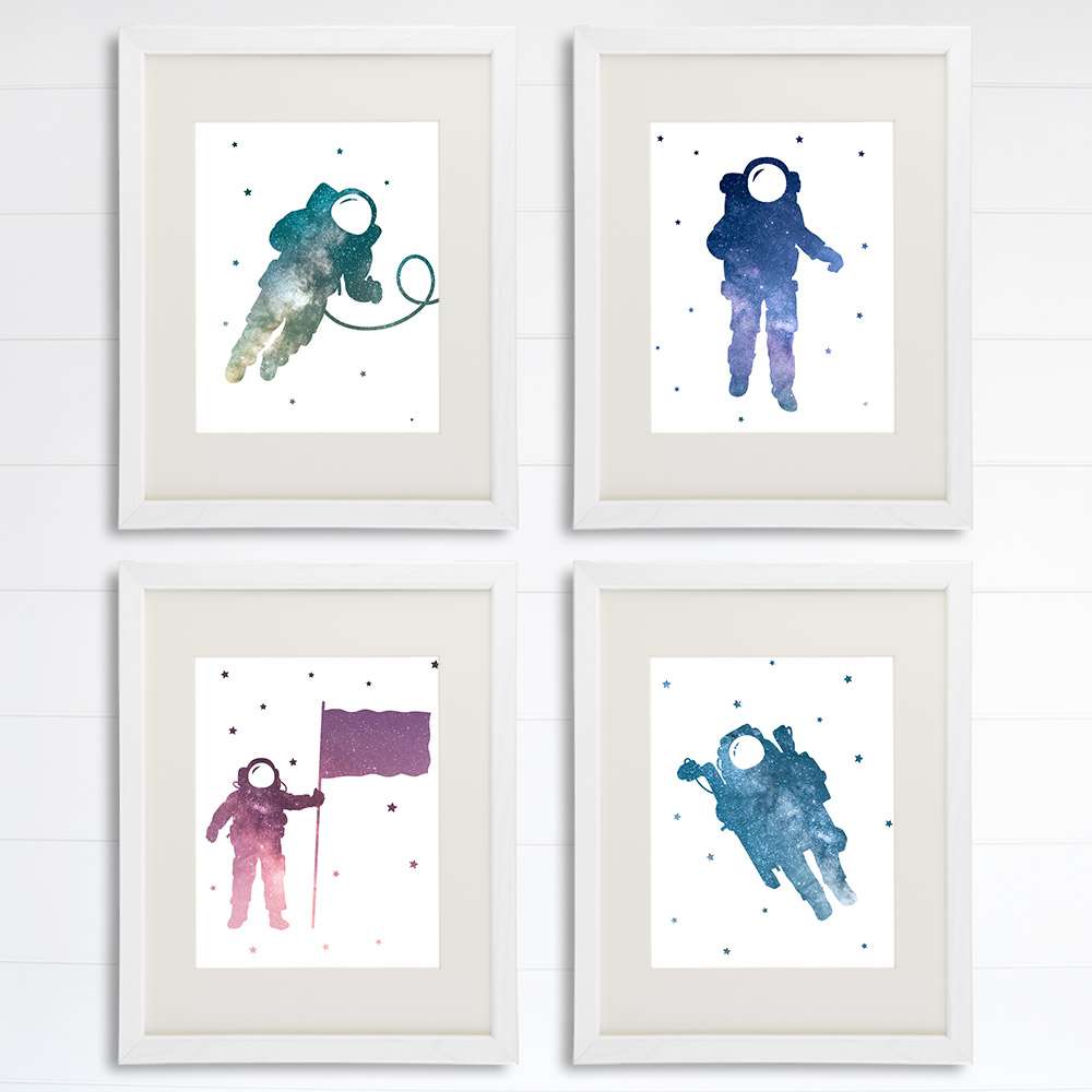 Astronauts Among Stars Art Prints (Set of 4) - 8x10s - Dream Big Printables