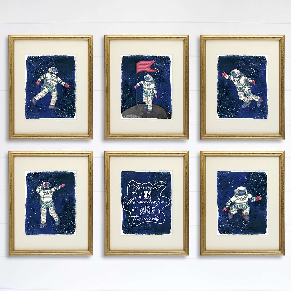 Astronauts In Space Art Prints (Set of 6) - 8x10s - Dream Big Printables