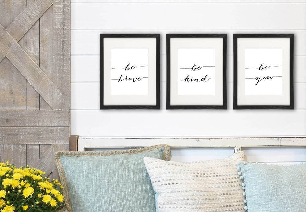 Be Kind Be Brave Be You Art Prints (Set of 3) - 8x10 | Inspirational Wall Art - Dream Big Printables