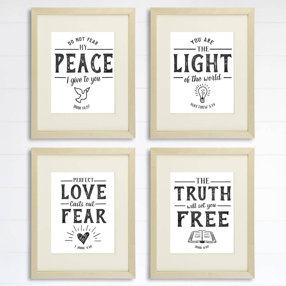 Bible Verse Wall Art Prints (Set of 4) - 8x10s | Scripture Wall Art - Dream Big Printables