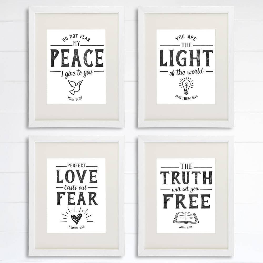 Bible Verse Wall Art Prints (Set of 4) - 8x10s | Scripture Wall Art - Dream Big Printables