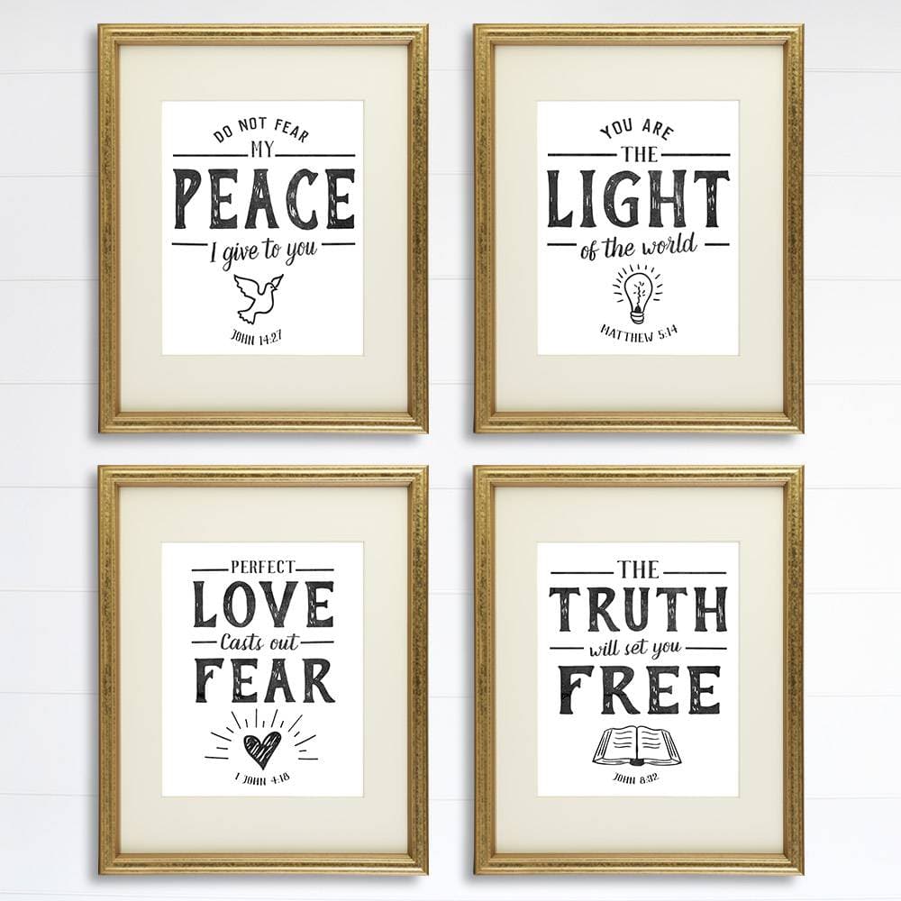 Bible Verse Wall Art Prints (Set of 4) - 8x10s | Scripture Wall Art - Dream Big Printables