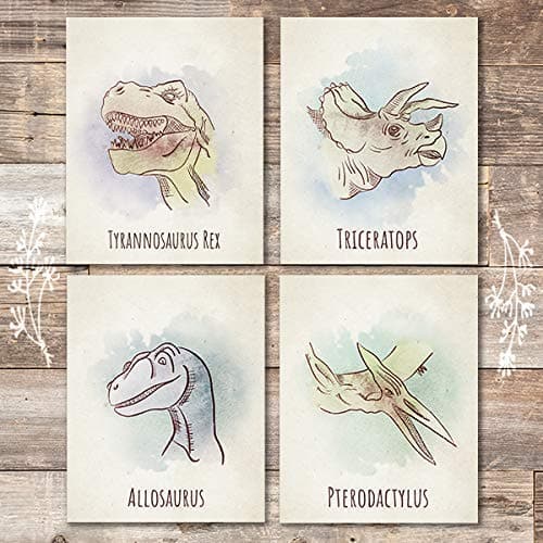 Dinosaur Wall Art Prints (Set of 4) - Unframed - 8x10s - Dream Big Printables