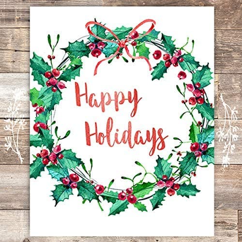 Happy Holidays Christmas Art Print - Unframed - 8x10 - Dream Big Printables