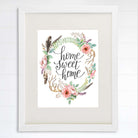 Home Sweet Home Floral Wreath Art Print - 8x10 - Dream Big Printables