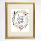 Home Sweet Home Floral Wreath Art Print - 8x10 - Dream Big Printables