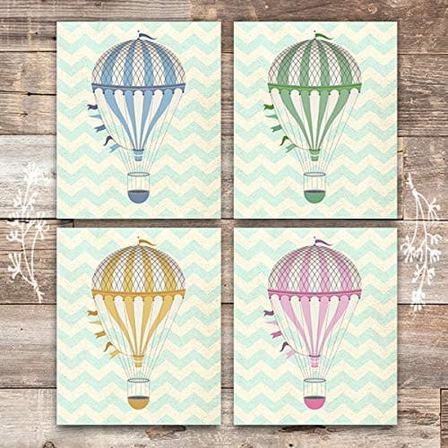 Hot Air Balloon Wall Art Prints (Set of 4) - Unframed - 8x10s - Dream Big Printables