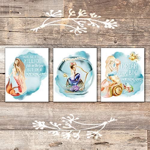 Mermaid Quotes Art Prints (Set of 3) - Unframed - 8x10s - Dream Big Printables