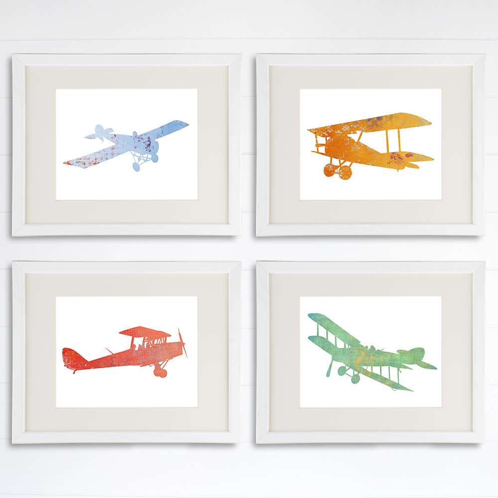 Nursery Airplanes Art Prints (Set of 4) - 8x10s - Dream Big Printables