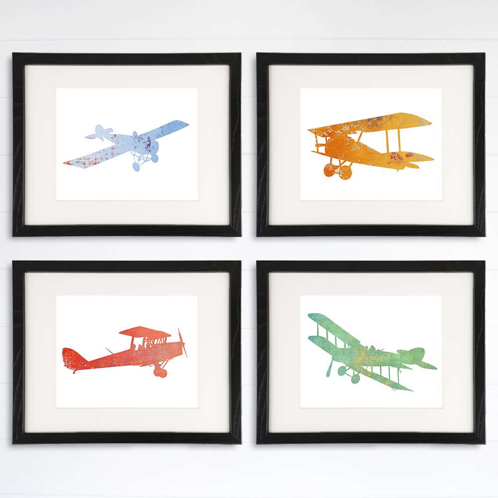 Nursery Airplanes Art Prints (Set of 4) - 8x10s - Dream Big Printables