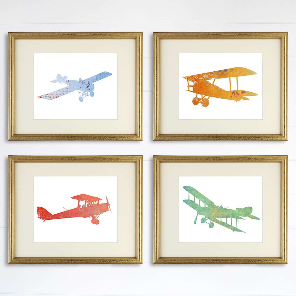 Nursery Airplanes Art Prints (Set of 4) - 8x10s - Dream Big Printables