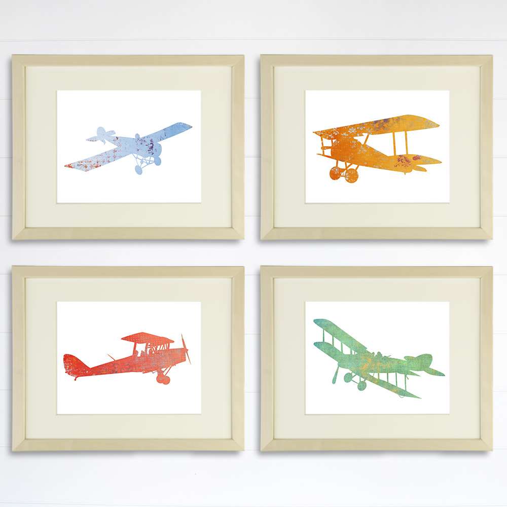 Nursery Airplanes Art Prints (Set of 4) - 8x10s - Dream Big Printables