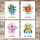 Nursery Monster Art Prints (Set of 4) - Unframed - 8x10s - Dream Big Printables