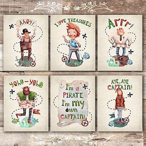 Pirate Art Prints (Set of 6) - Unframed - 8x10s - Dream Big Printables