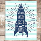 Reach For The Stars Space Ship Art Print - Unframed - 8x10 - Dream Big Printables