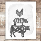 Rustic Farm Animals - Unframed - 8x10s | Cow, Pig, Chicken - Dream Big Printables