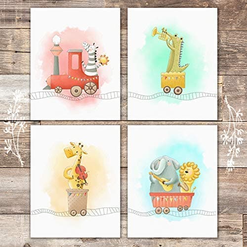 Safari Animals Train Set Art Prints (Set of 4) - Unframed - 8x10s - Dream Big Printables