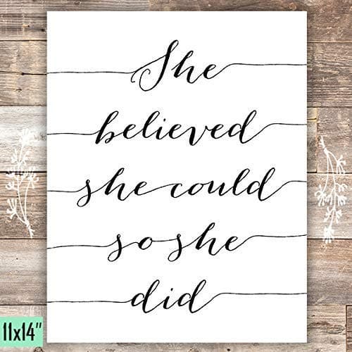 She Believed She Could So She Did Art Print - Unframed - 11x14 - Dream Big Printables