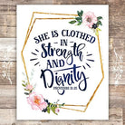 She Is Clothed In Strength And Dignity Floral Art Print - Unframed - 8x10 - Dream Big Printables