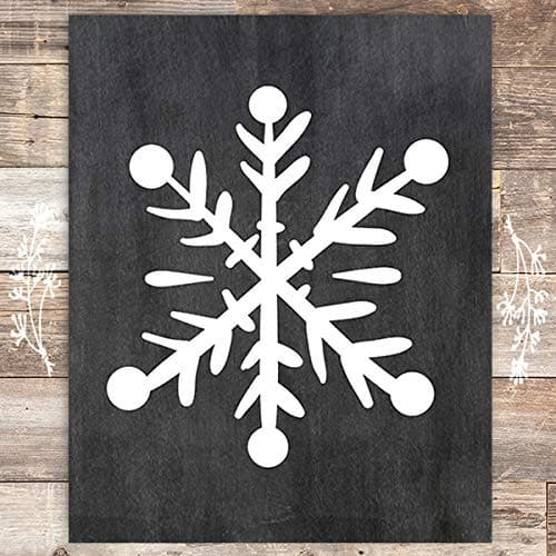 Snowflake Chalkboard Christmas Art Print - Unframed - 8x10 - Dream Big Printables