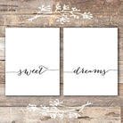 Sweet Dreams Wall Art Prints (Set of 2) - Unframed - 8x10 | Calligraphy - Dream Big Printables