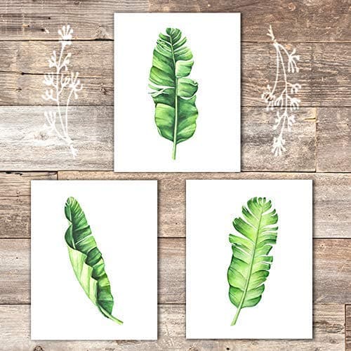 Tropical Leaves Art Prints (Set of 3) - Unframed - 8x10s | Botanical Prints Wall Art - Dream Big Printables