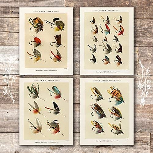 Vintage Fly Fishing Lures Art Picture For Living Room Bedroom