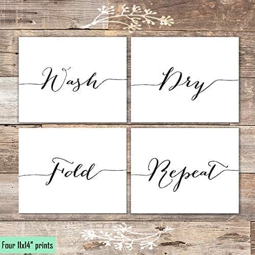 Wash Dry Fold Repeat Art Prints (Set of 4) - Unframed - 11x14s - Dream Big Printables