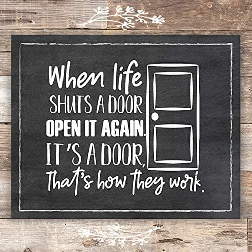 When Life Shuts A Door - Chalkboard - Art Print - Unframed - 8x10 - Dream Big Printables