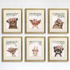 Woodland Animals Floral Art Prints (Set of 6) - 8x10s - Dream Big Printables