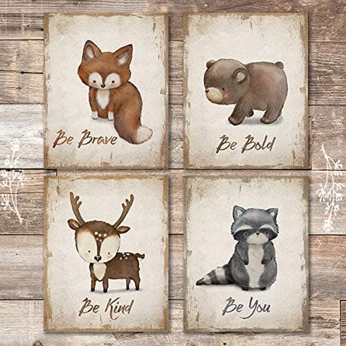 Woodland Animals Inspirational Quote Art Prints (Set of 4) - Unframed - 8x10s - Dream Big Printables