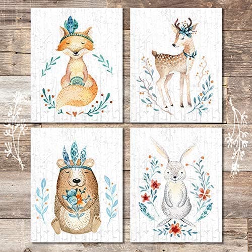 Woodland Animals Nursery Wall Art Prints (Set of 4) - Unframed - 8x10s - Dream Big Printables