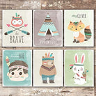 Woodland Animals Nursery Wall Art Prints (Set of 6) - 8x10s | Tribal Animals - Dream Big Printables