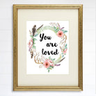 You Are Loved Floral Wreath Art Print - 8x10 - Dream Big Printables